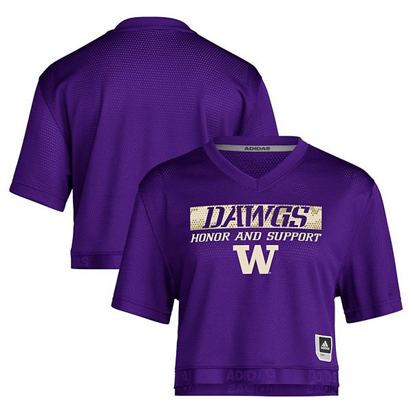 Женская фиолетовая футболка кроп washington huskies salute to service Adidas — фото 2