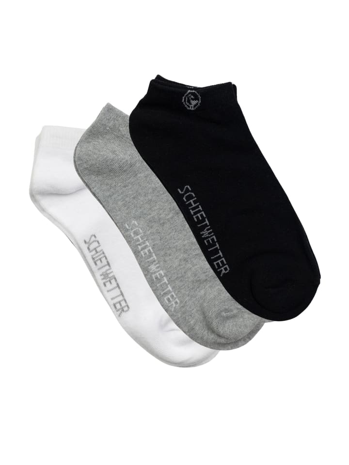 

SCHIETWETTER Набор из 3 пар носков для кроссовок, черно-бело-серые