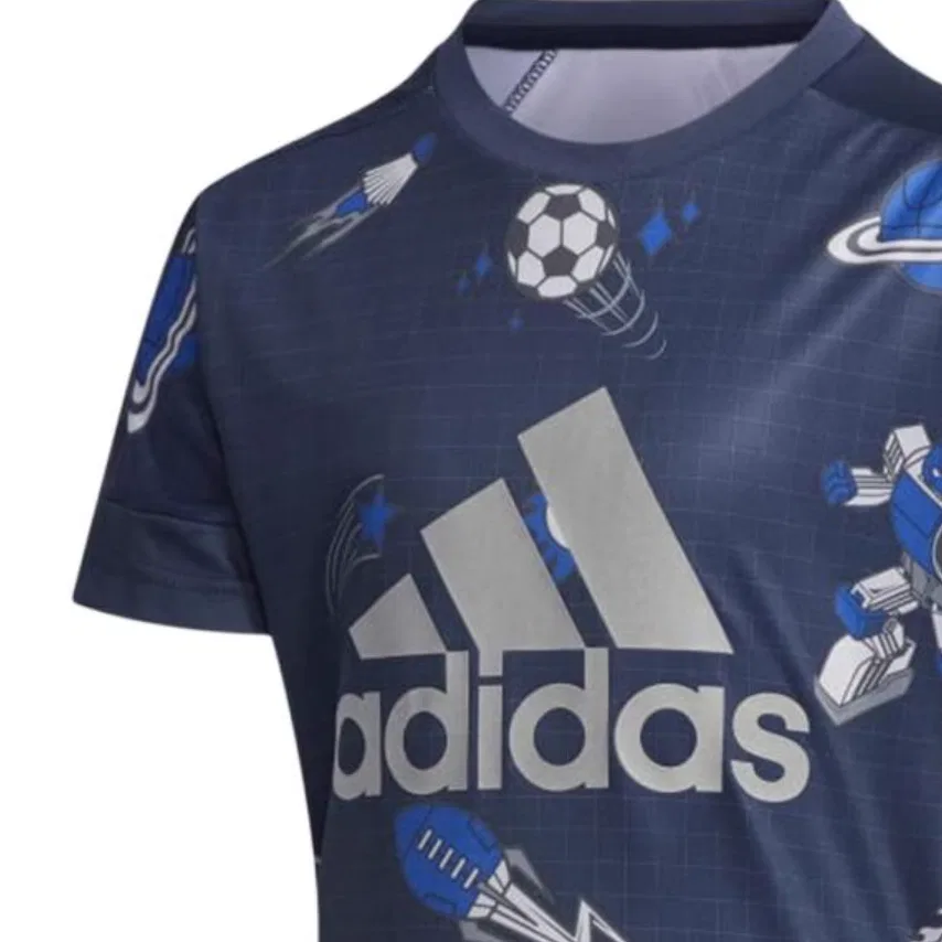 Детская футболка с круглым вырезом Adidas, Navy Blue — фото 4