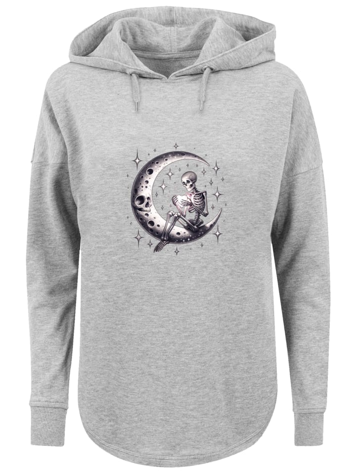 

Толстовка свободного кроя в готическом стиле с изображением скелета Луны ко Дню святого Валентина, серого цвета F4NT4STIC
