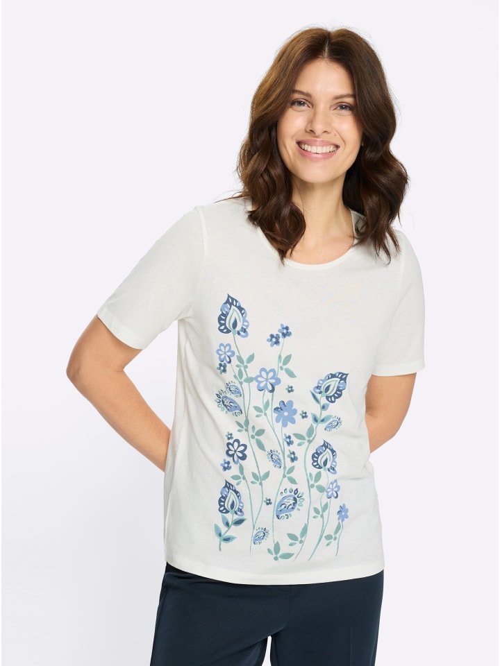 

Рубашка с короткими рукавами в цвете экрю и небесно-голубого цвета Sieh an!