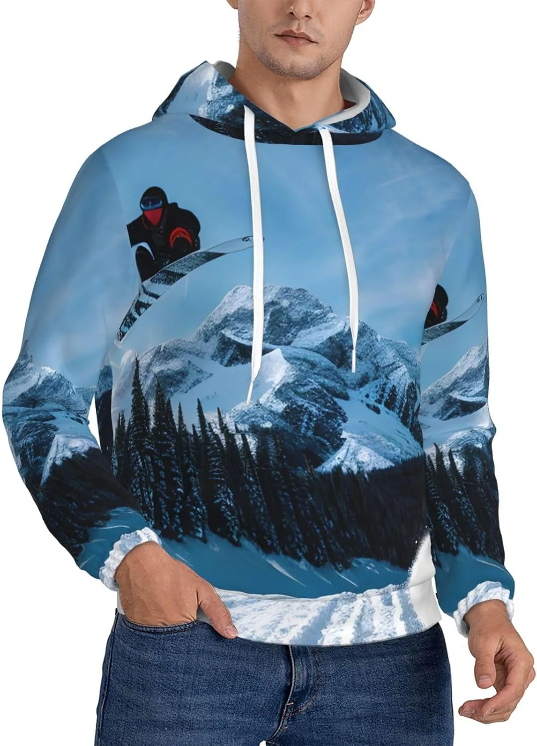 

BaerK мужская флисовая худи с капюшоном - фулл-принт для сноуборда, мягкая теплая кофта с карманом