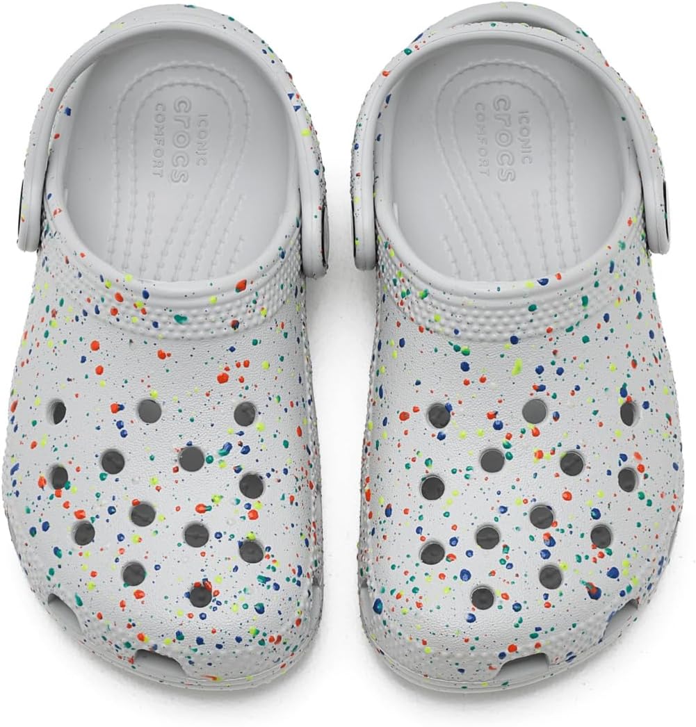 Детские сабо Crocs унисекс, классические, с мраморным рисунком, акварельным рисунком, размер K, Atmosphere/Multi Glow — фото 2