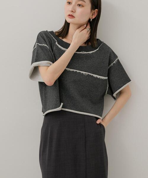 

Топ укороченный лоскутный SENSE OF PLACE by URBAN RESEARCH, угольно-серый