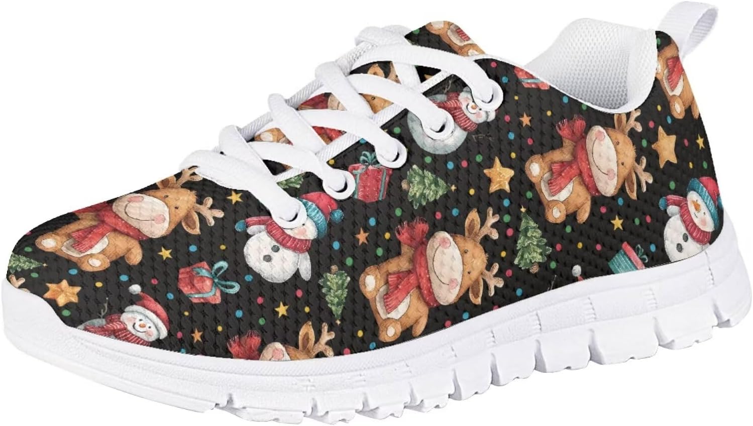 

Детские кроссовки Forchrinse для девочек и мальчиков, шнуровка, беговые и теннисные, легкая спортивная обувь, обувь для праздничных мероприятий, Christmas Snowman Deer