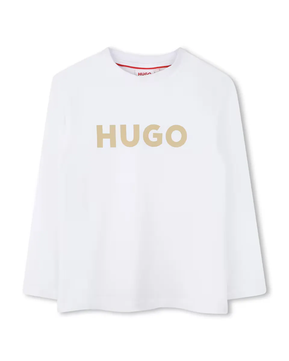 

Футболка для мальчика с длинными рукавами из 100% хлопка Hugo, белый