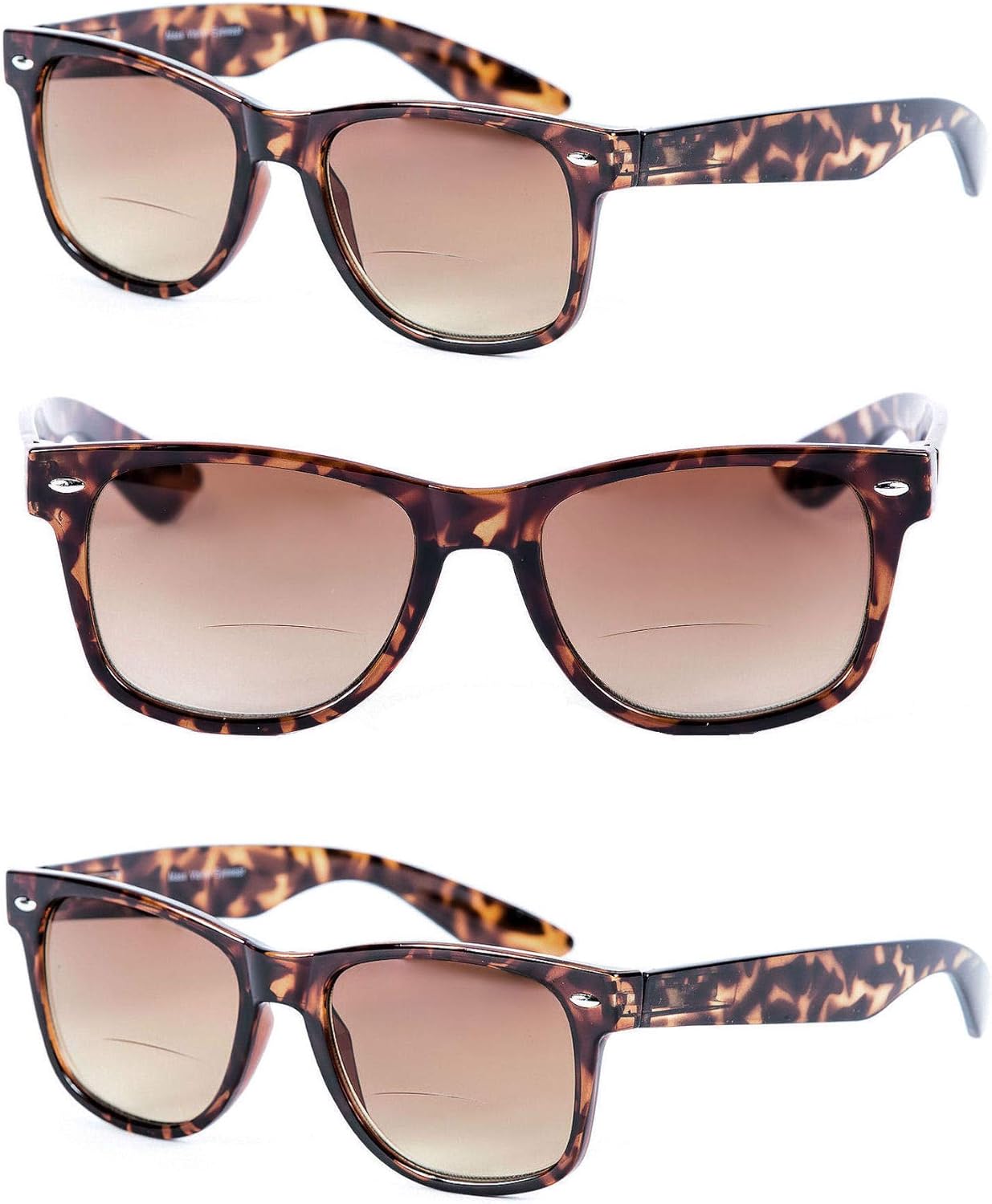 

Бифокальные солнцезащитные очки для чтения Mass Vision для мужчин и женщин - очки для чтения на открытом воздухе с пружинными шарнирами и защитой от УФ-излучения UV400 (комплект из 3 штук), Tortoise