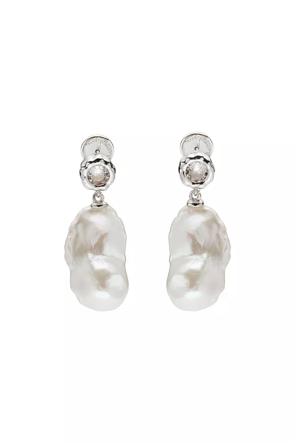 

Серьги-Подвески Дорис с крупным пресноводным жемчугом барокко Classicharms, silver