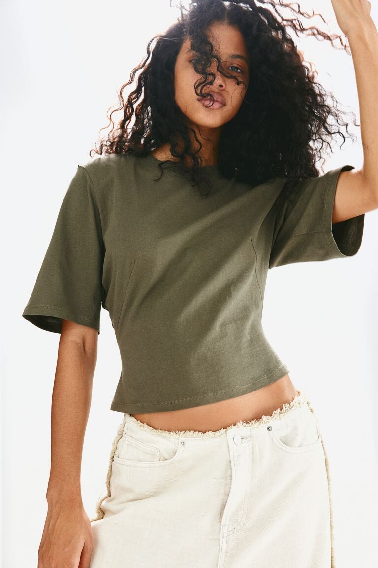 

Футболка с подплечниками H&M, зеленый