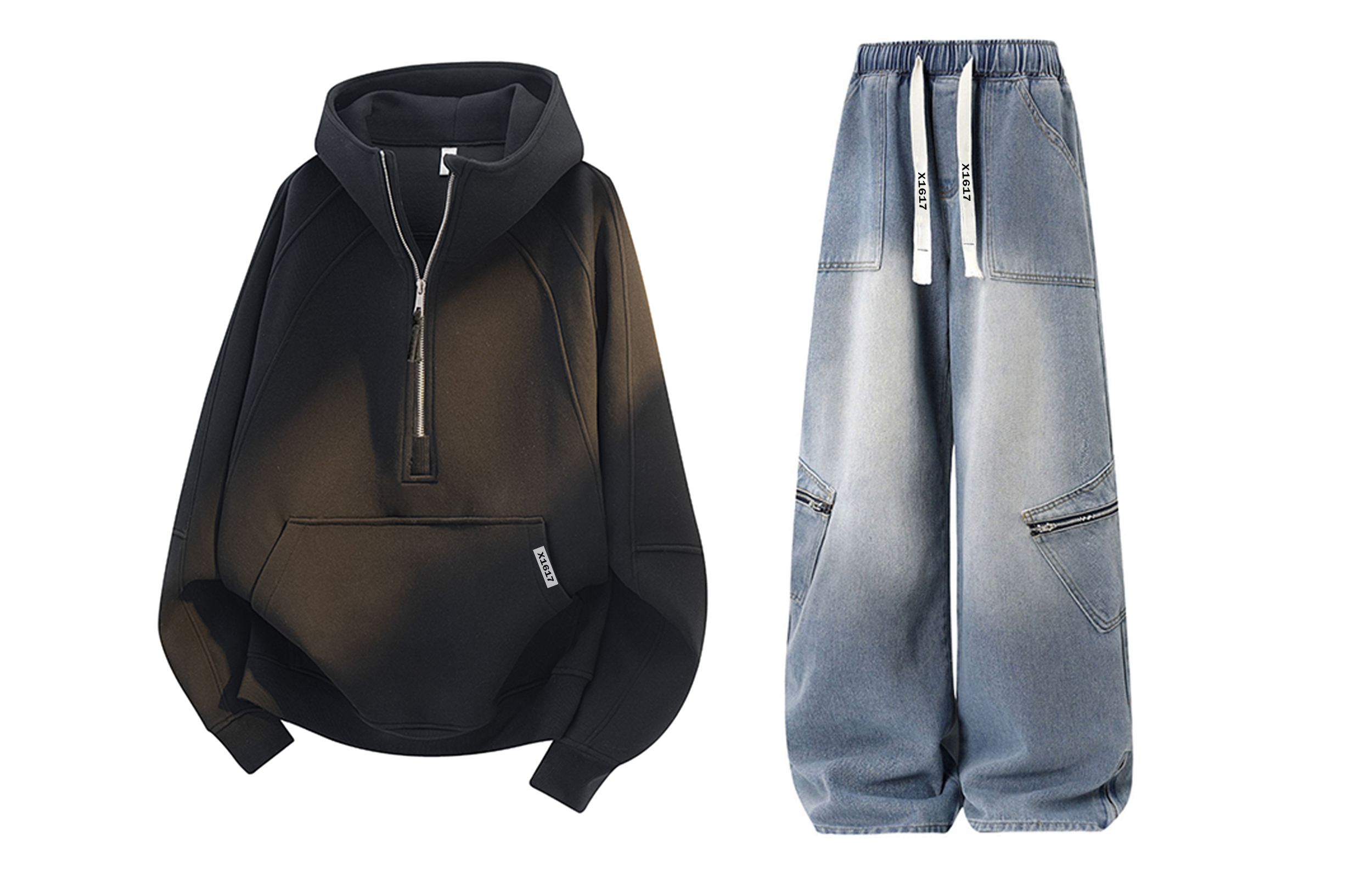 

Повседневный спортивный полуводолаз Unisex Moderate X1617, черный top+синий pants