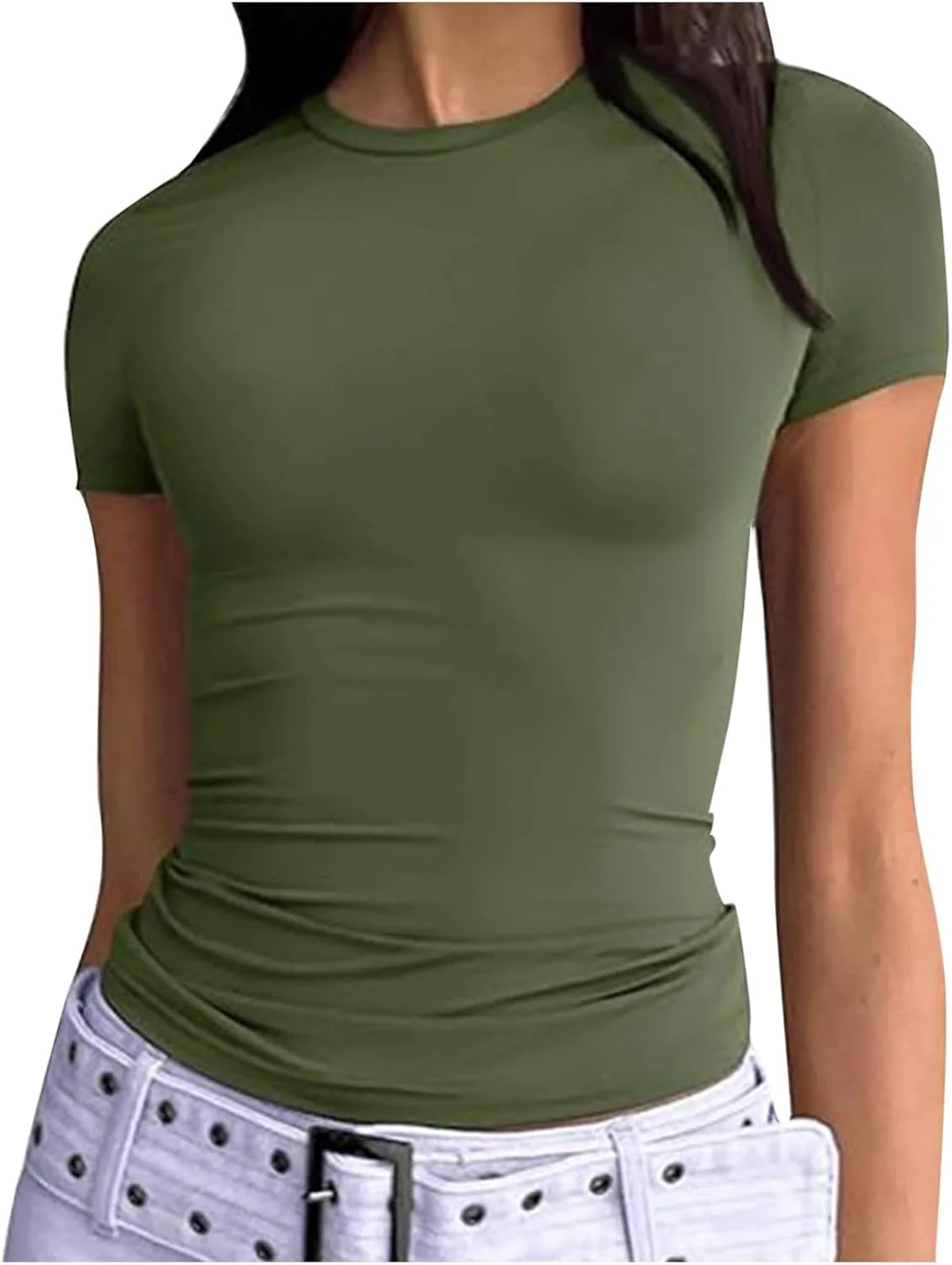 

Женский топ с лодочкой для йоги и спортзала, короткий рукав, плиссированный