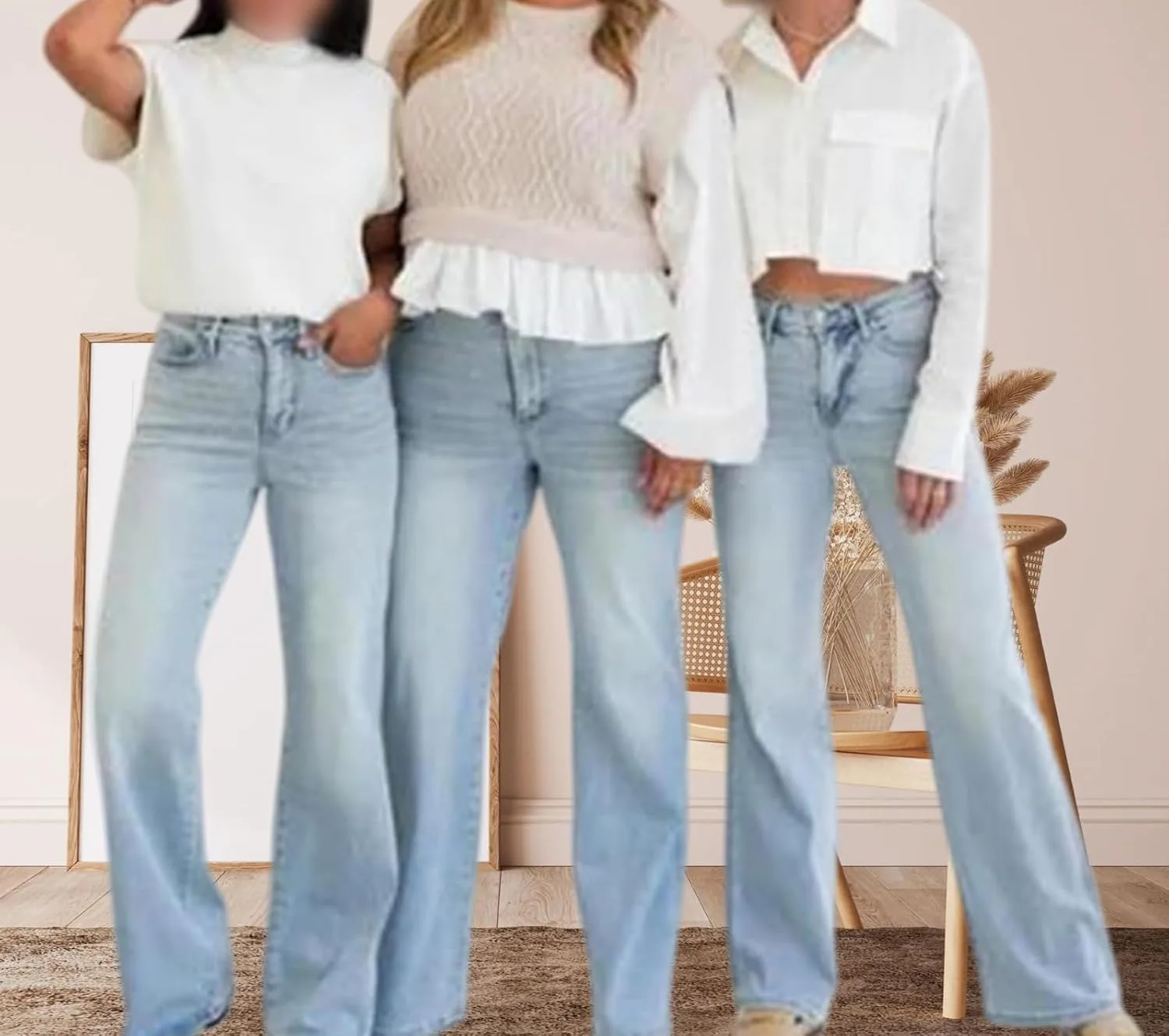 Джинсы для женщин Vintage Wash Plus-Size, Stretchy, Tummy Control, Straight Leg — фото 2