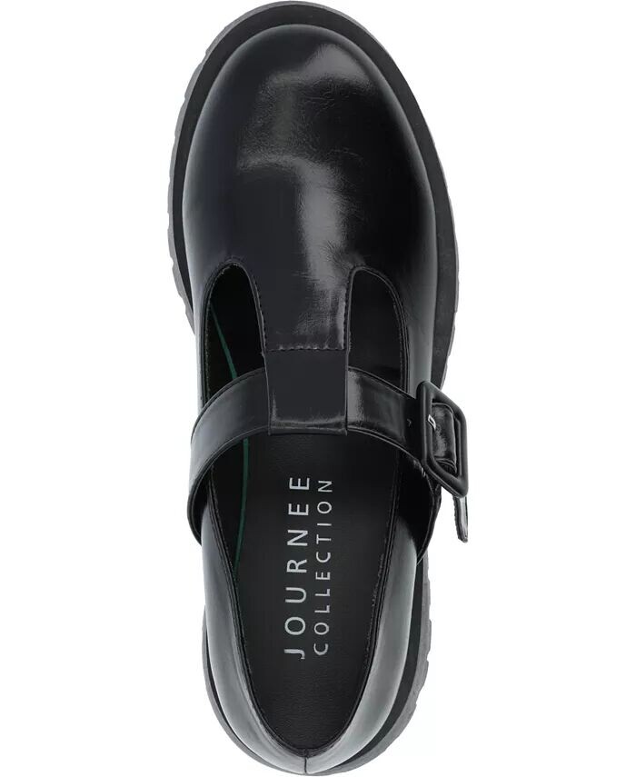 Женские туфли-лодочки Suvi Treaded Sole Mary Jane Flats Journee Collection, черный — фото 4