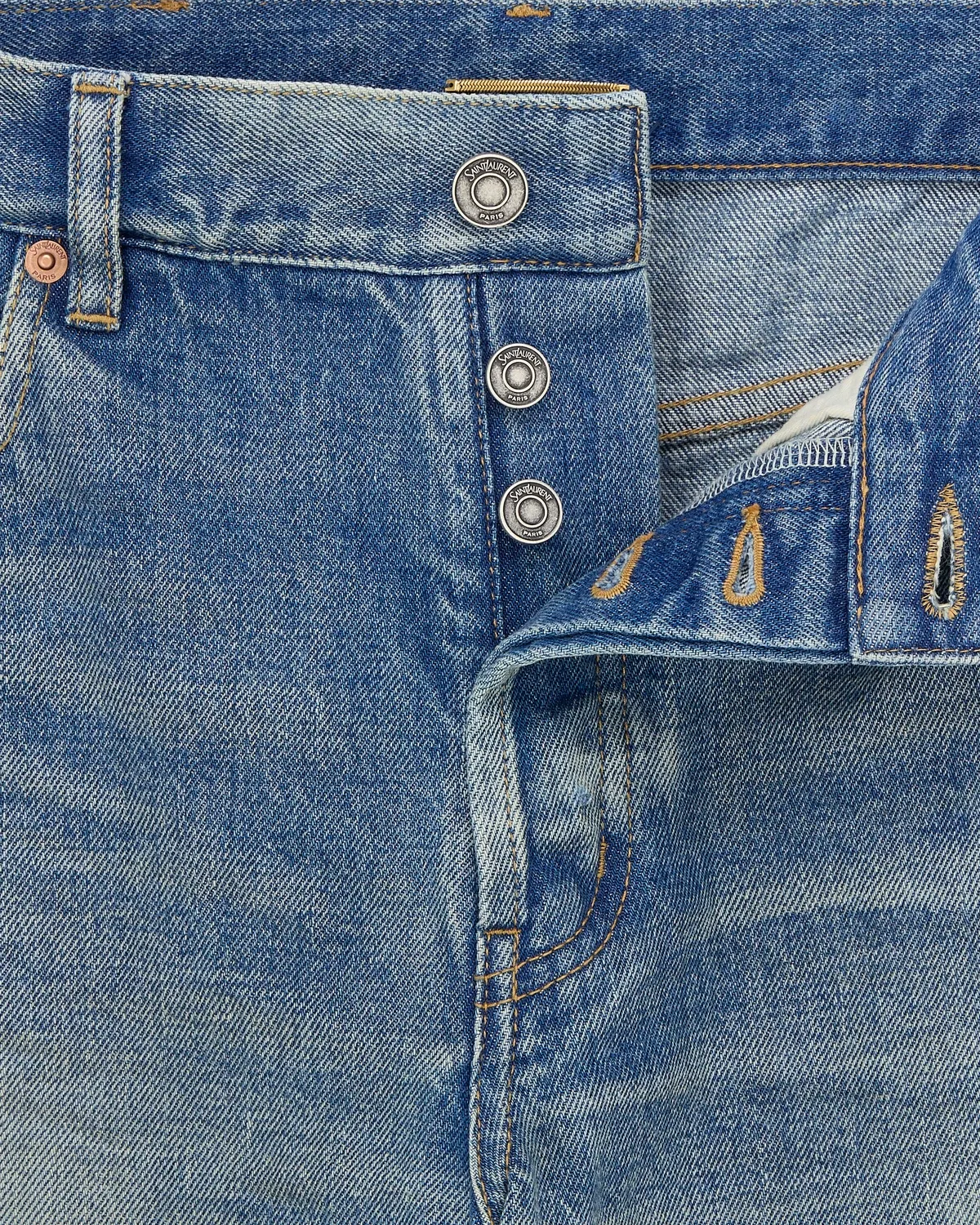 Прямые джинсы Saint Laurent со средней посадкой 90-х годов, синий — фото 3