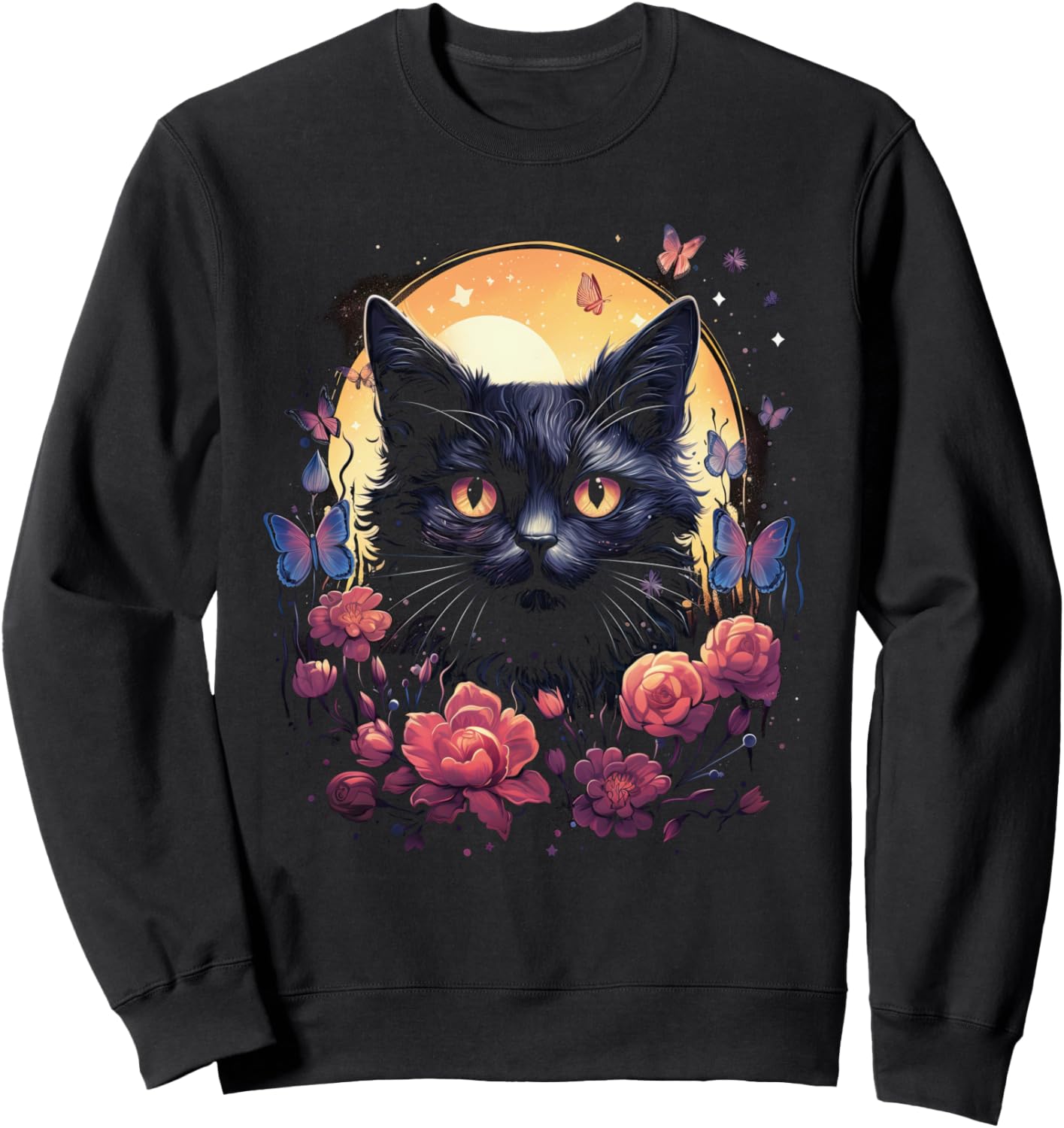 

Стильная толстовка с изображением кошки в деревенском стиле, украшенная бабочками и цветами Cottagecore Goblincore And Fairycore Stuff, черный