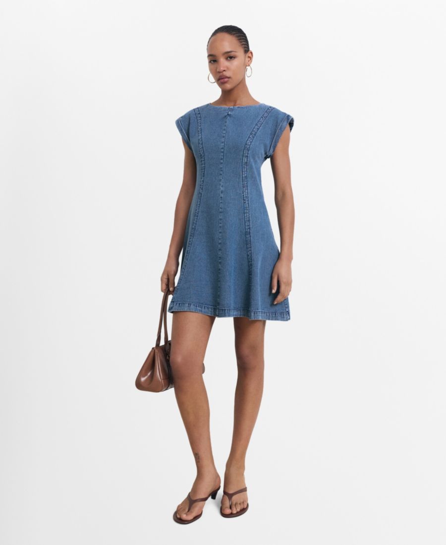 

Женское джинсовое платье с декоративными швами MANGO, Medium Blue