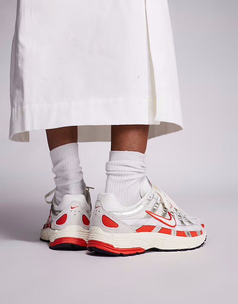 Кроссовки Nike P-6000 в кремово-белом и красном цветах — фото 3
