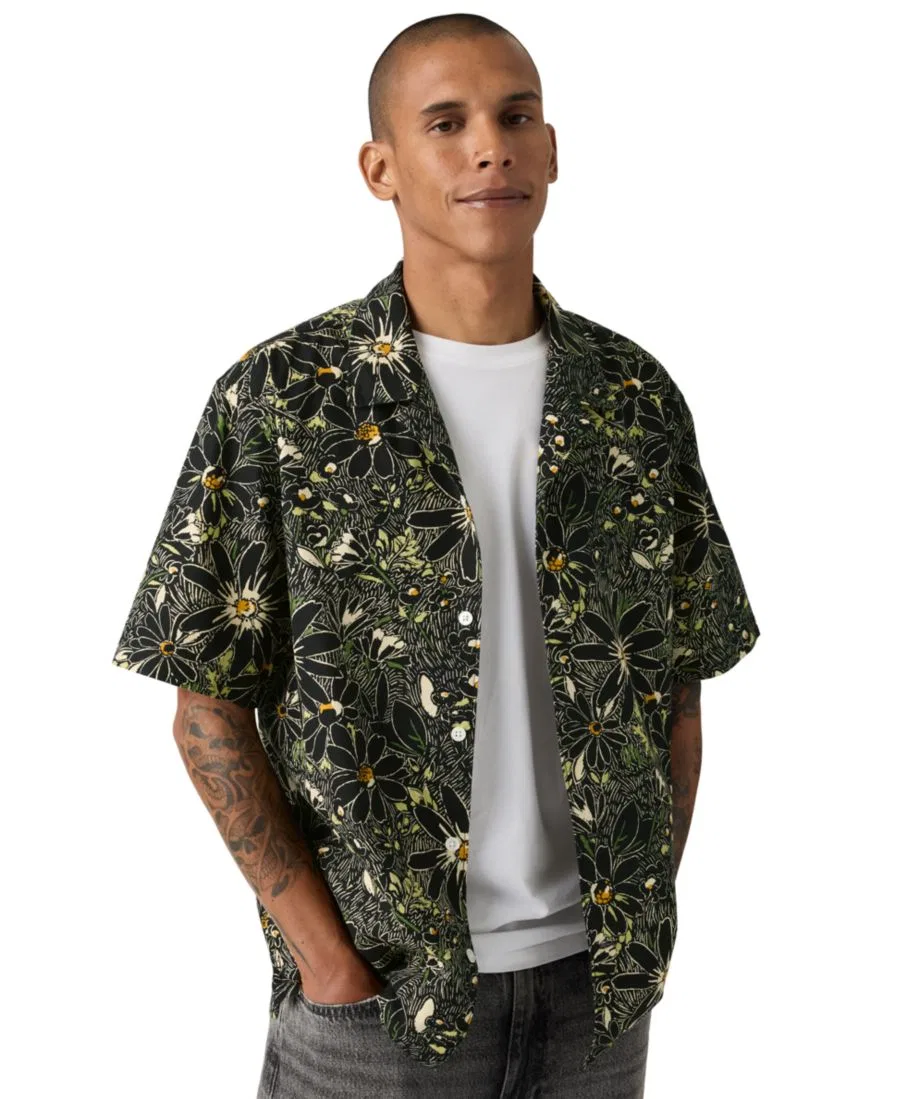 Премиальная мужская рубашка с коротким рукавом и воротником-стойкой Levi's, Floral Black — фото 2