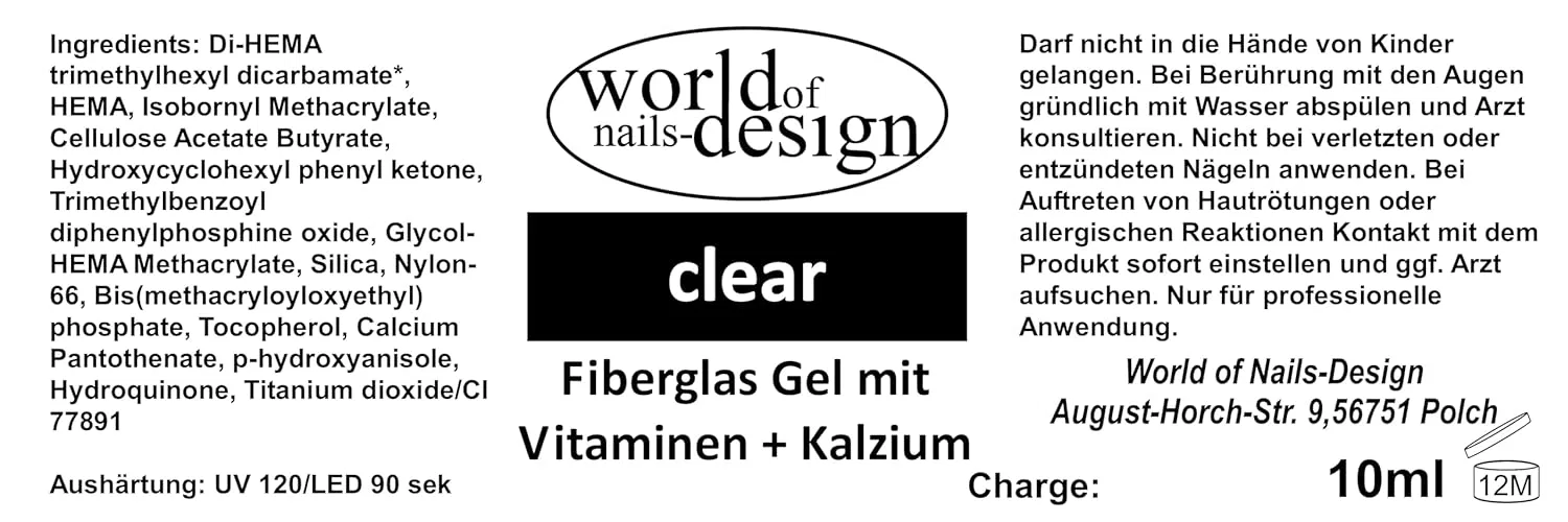 УФ/LED-гель для ногтей с стекловолокном и витаминами, прозрачный, 10 мл World Of Nails-Design — фото 2