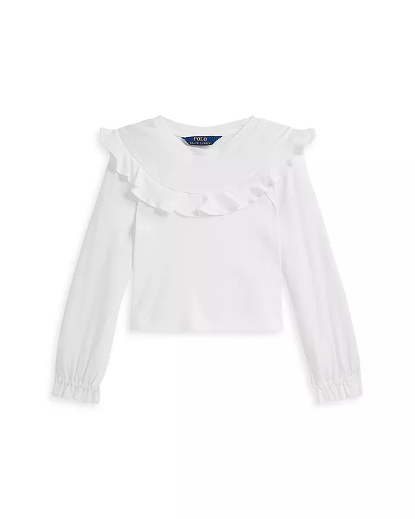 

Детский топ из хлопка и модала с оборками. Ralph Lauren, черный