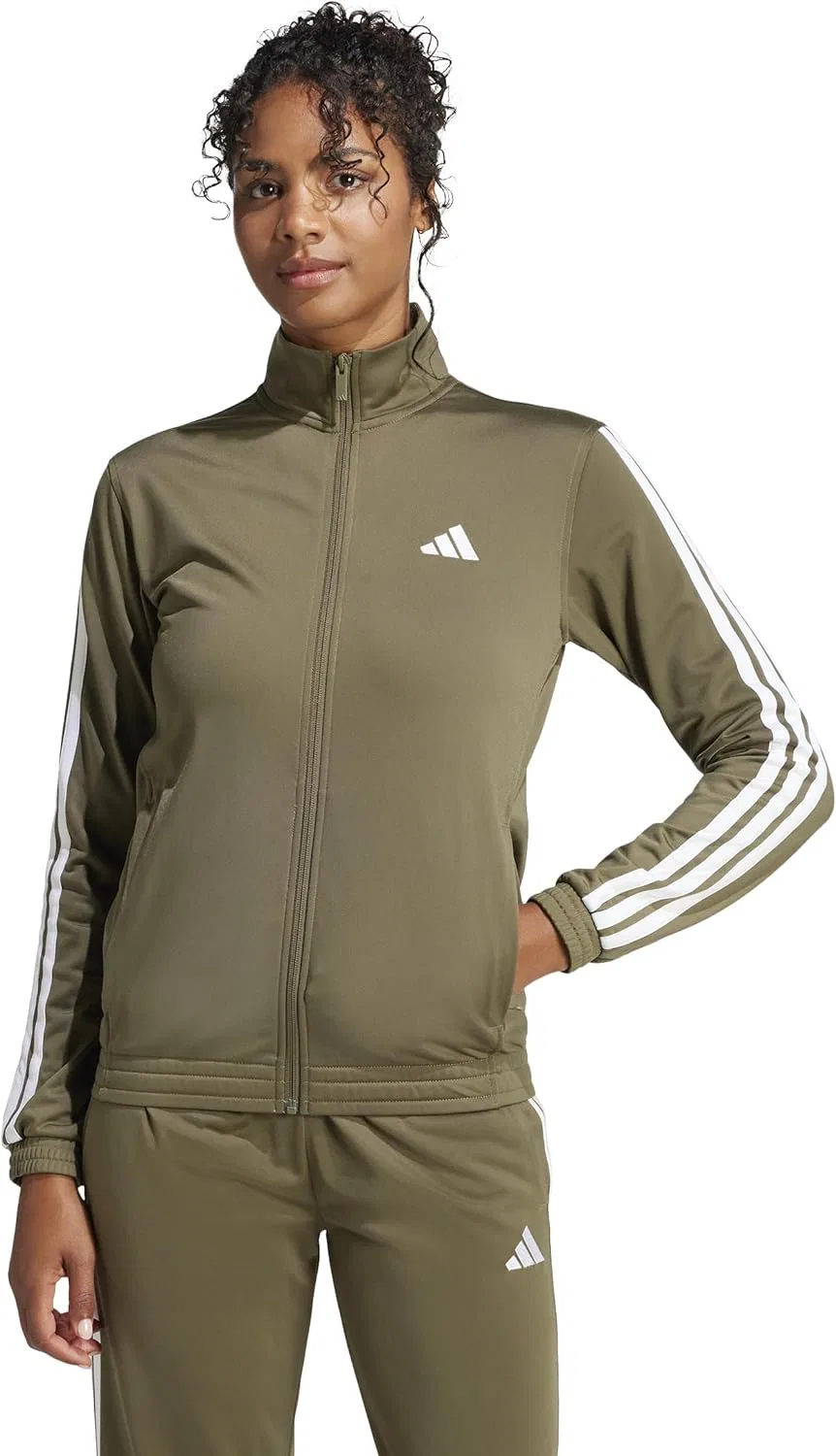 Трек-куртка женская adidas, оливково-серая/белая