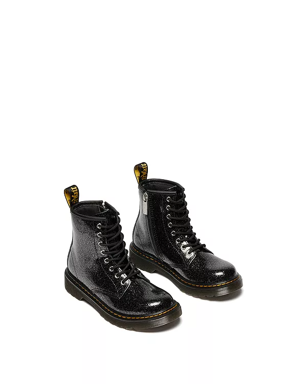 Ботинки Dr. Martens 1460 детские блестящие на шнуровке для девочек, черные — фото 3