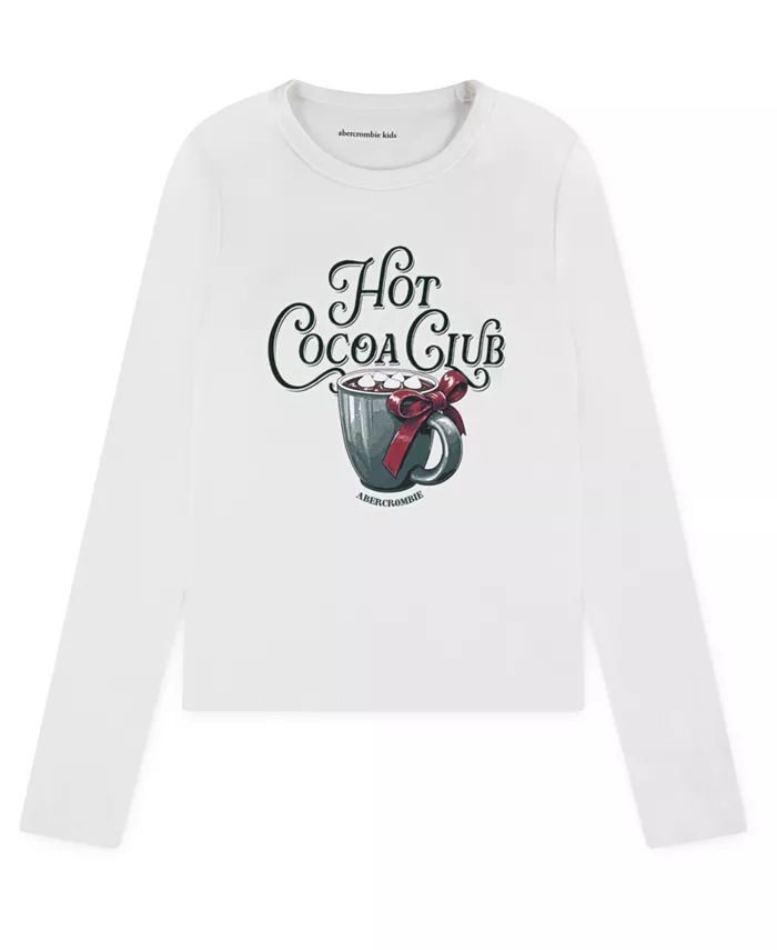 

Футболка с длинным рукавом Girls Hot Cocoa Club Abercrombie Kids, синий