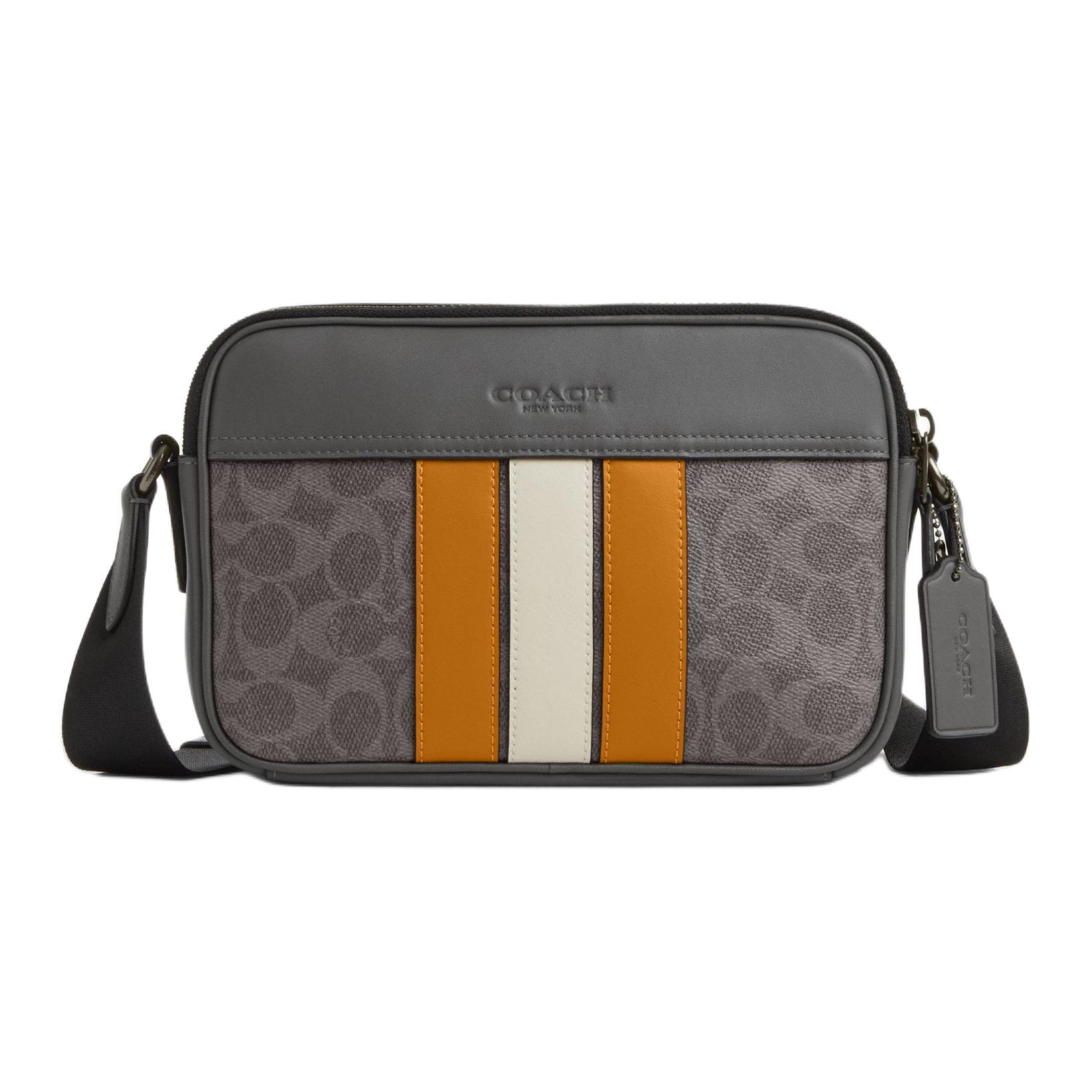 

Фотосумка Graham из натуральной и искусственной кожи, наплечная сумка, кросс-боди средний размер женская серая COACH