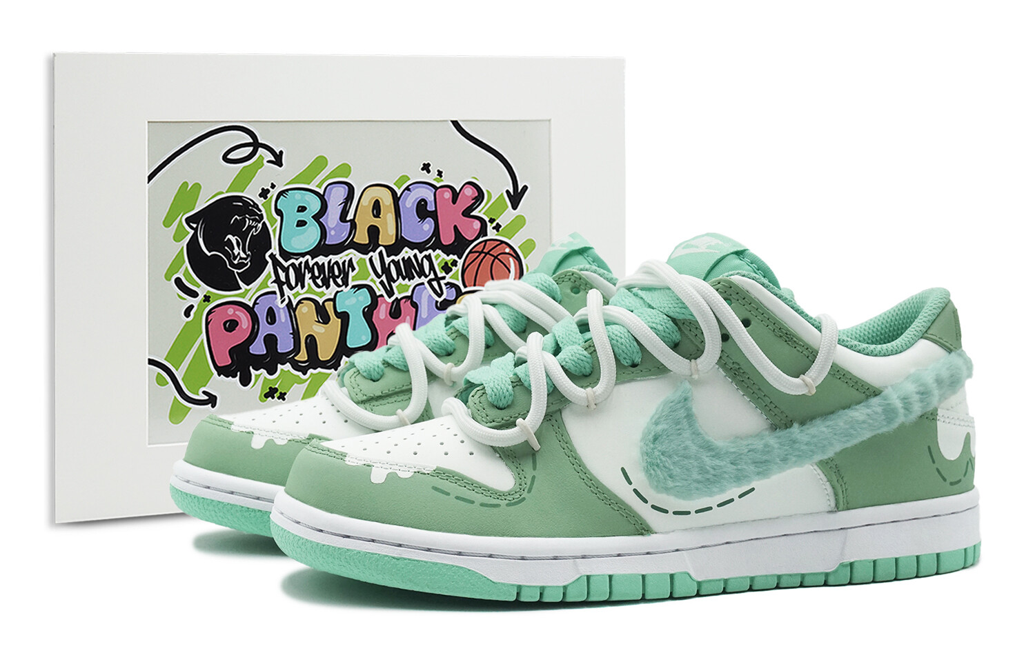 

Кроссовки Nike Dunk Skateboarding Shoes Women's Low-top Green/White, светло-зеленый