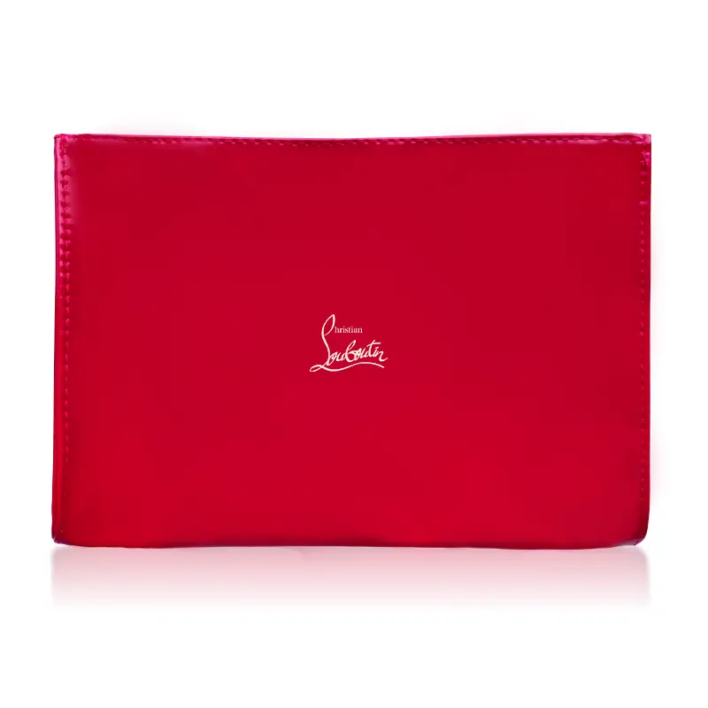 Christian Louboutin CL LUBOTING красная лакированная кожа большая косметичка с молнией легкая — фото 3