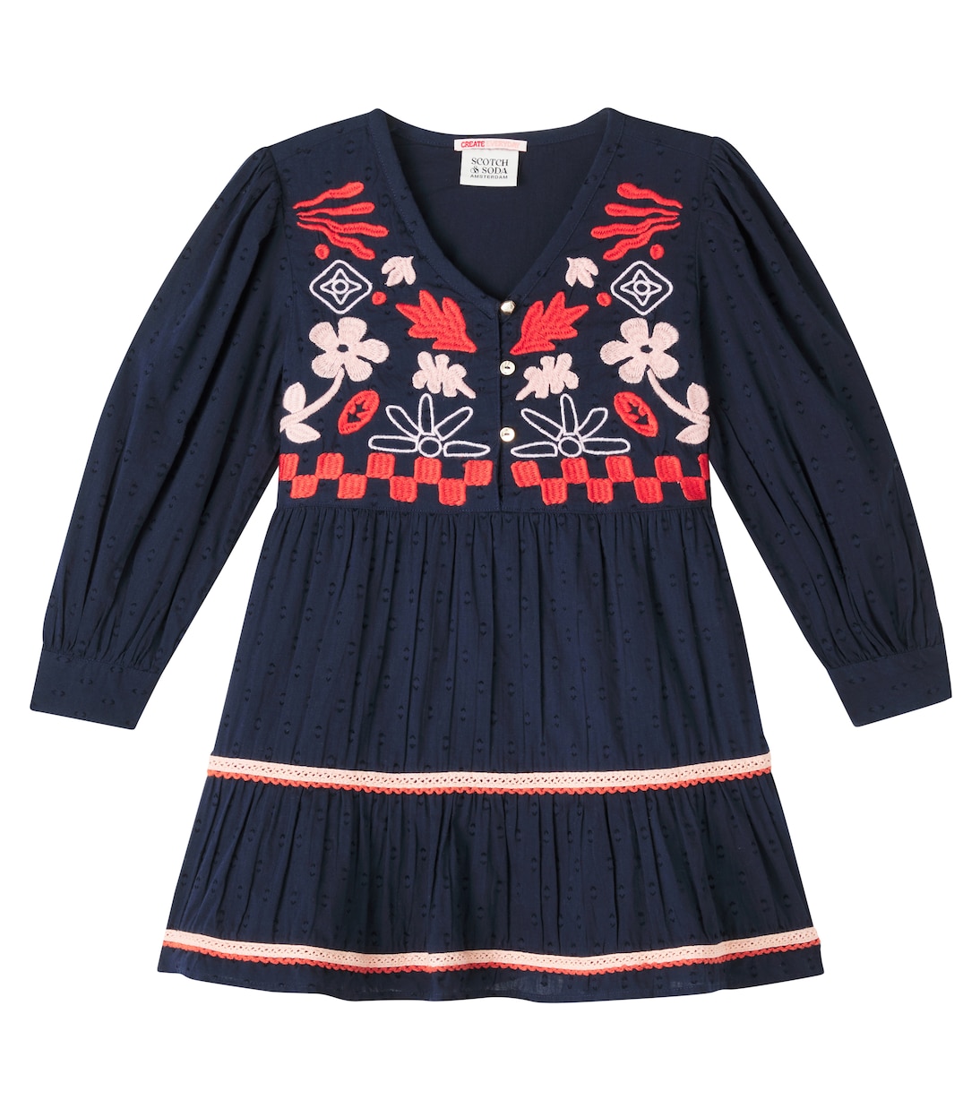 

Вышитое хлопковое платье Clip Scotch & Soda Kids, Sky Captain