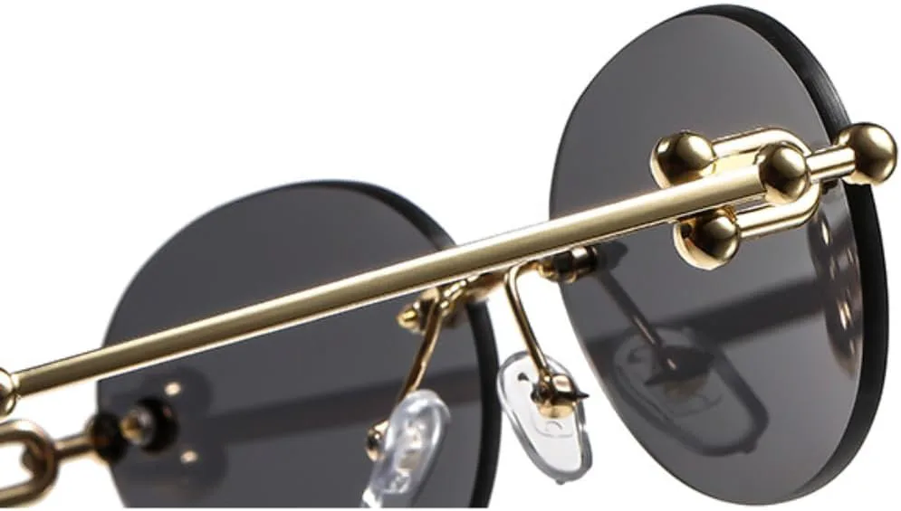 

Панк-очки овальной оправы без оправы, модные, женские и мужские, для активного отдыха, путешествий, вождения, защита от УФ-излучения UV400 TVTBBVV, Silver Light Gray