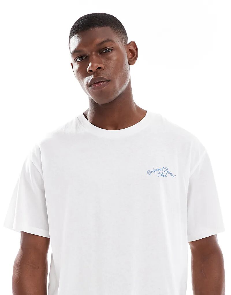 

Футболка Jack & Jones свободного кроя с принтом на спине белого цвета