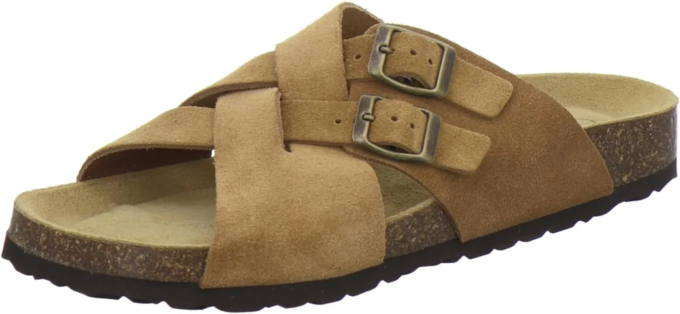 Мужские кожаные сандалии AFS-Schuhe 3142 со стелькой, домашние тапочки, рабочая обувь, производство Германия, Cognac