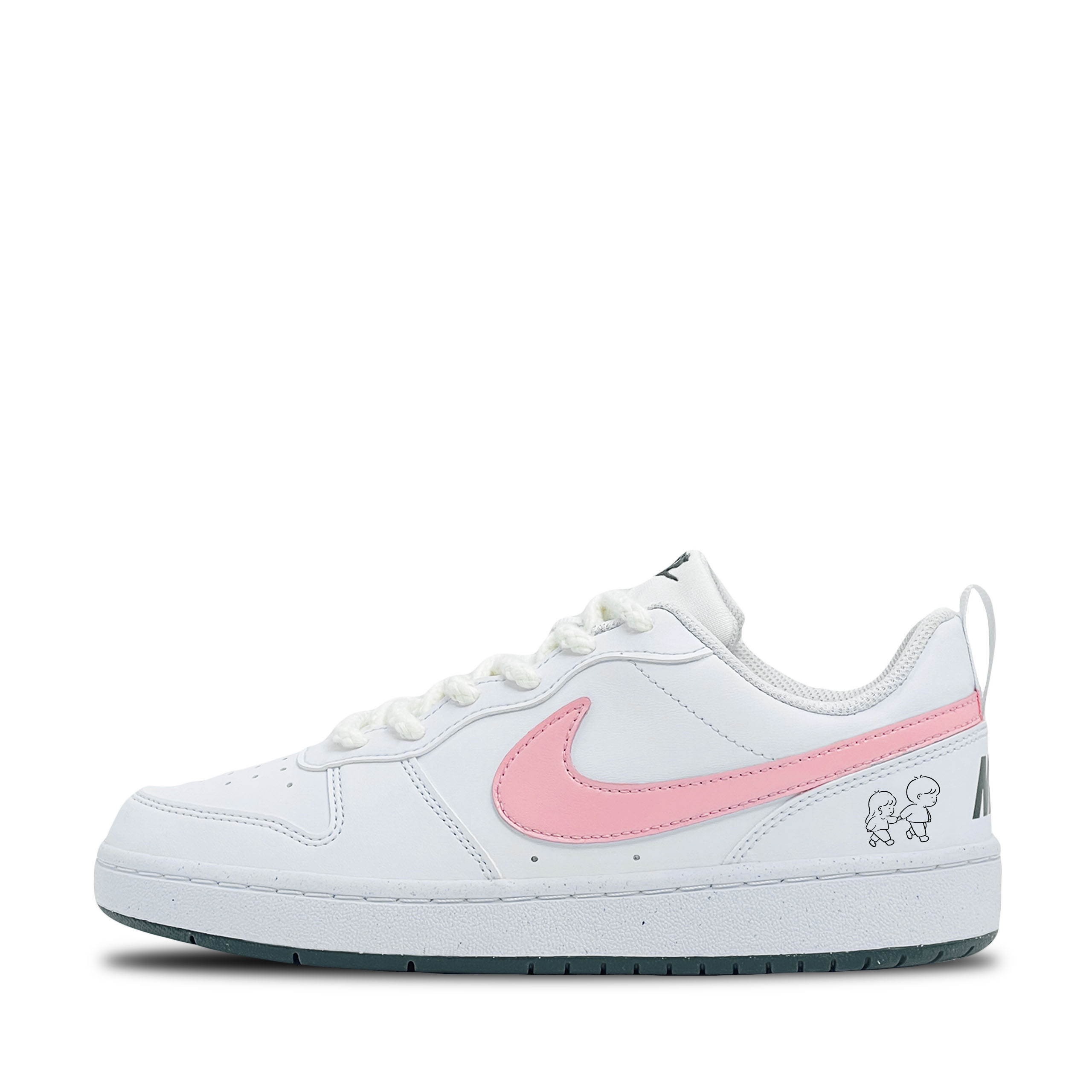 

Nike Детские кроссовки для скейтбординга Court Borough Cute Pink Bean с нескользящей подошвой, износостойкие, розовые, черные, подростковые