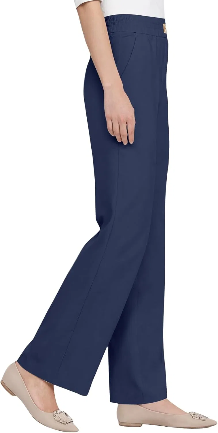 Эластичные рабочие брюки для женщин Perfect Drape с высокой посадкой на резинке, мягкие, как шелк, удобные рабочие брюки Generic, темно-синий — фото 2