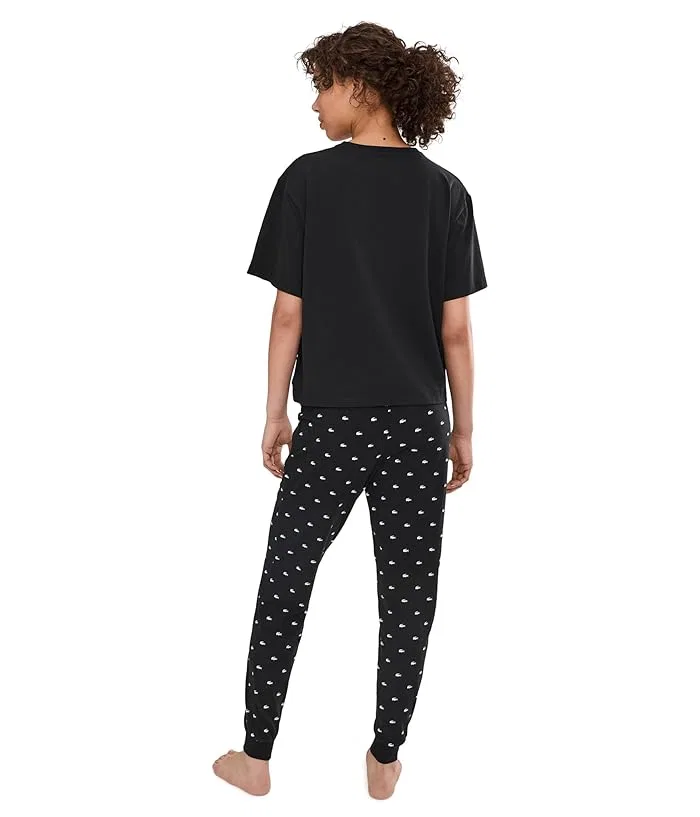 Пижамный комплект Lacoste Black/White, с принтом крокодила — фото 4