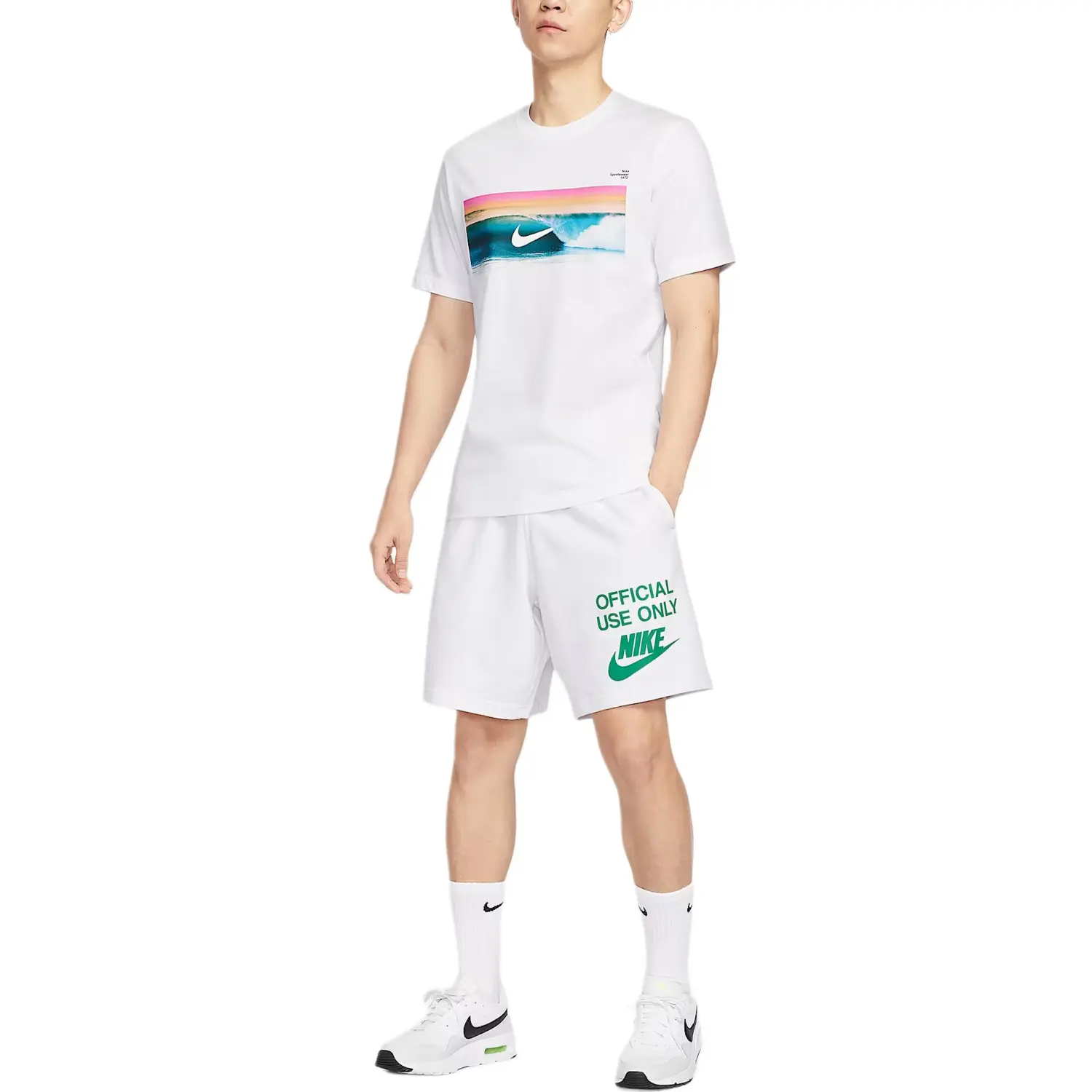 Nike Спортивные шорты Club мужские белый/Stadium Green — фото 4