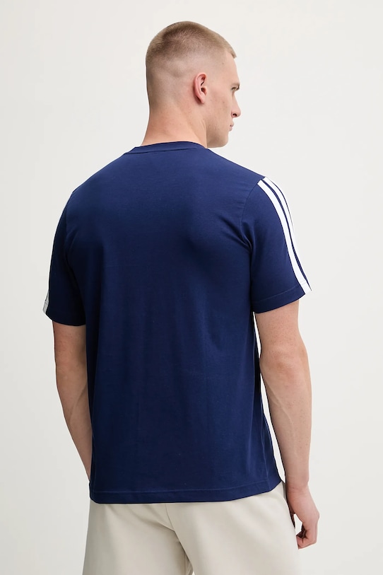 Хлопковая футболка 3-Stripes Adidas, темно-синий — фото 3