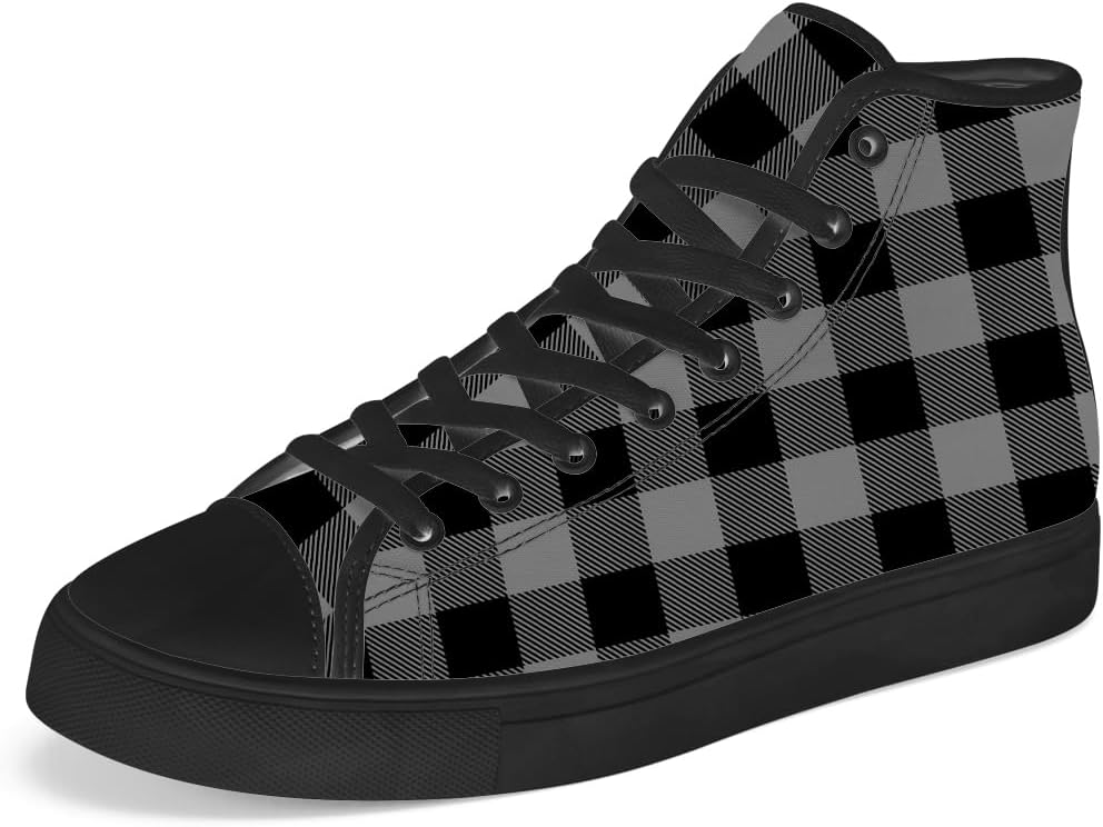 

Кеды на высокой подошве chebing из холщовой ткани для мужчин и женщин, высокие кроссовки в клетку «буффало», с шнуровкой, повседневная обувь, подарок для папы и мамы, 613 Gray