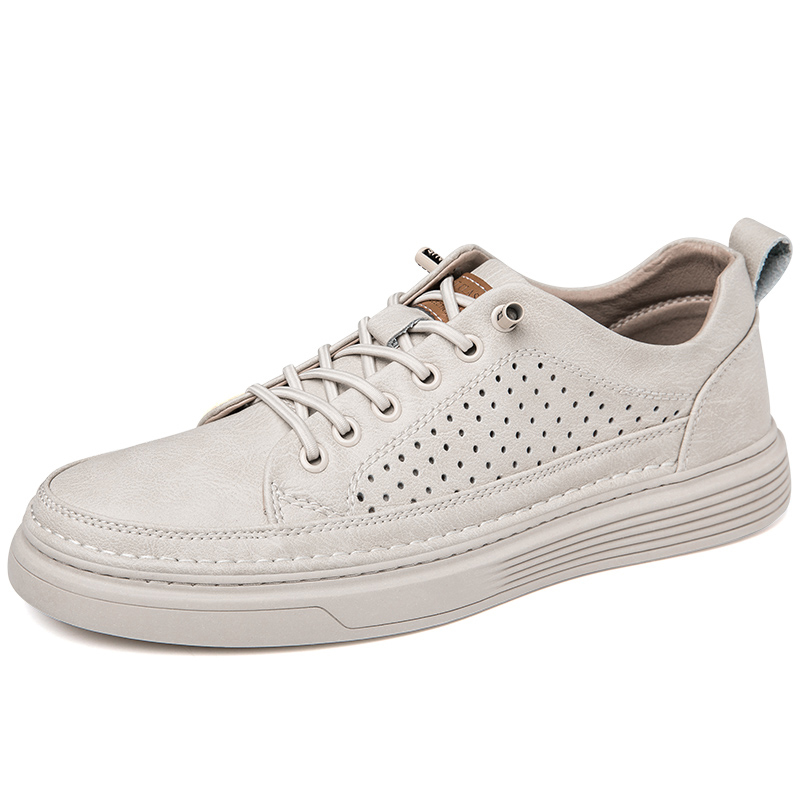 

Mulinsen Антискользящие износостойкие мужские низкие кеды для скейтбординга - бежевые с вырезами, цвет Beige Cut-Out