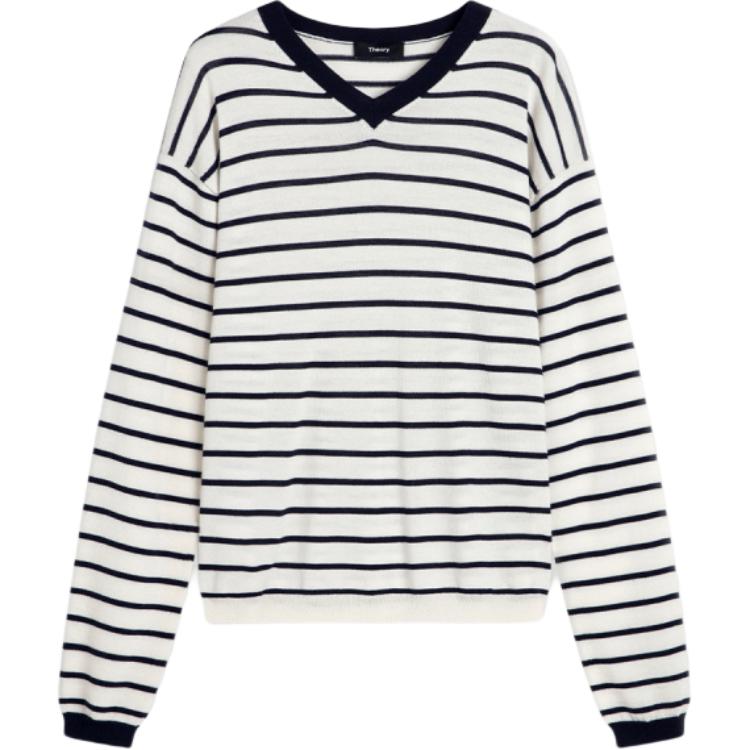 

THEORY Свитер Women's Ivory White/Marine Blue