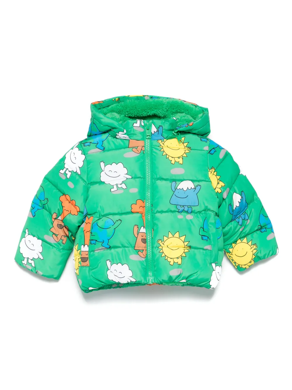 

Пуховик с принтом персонажа Stella McCartney Kids, зеленый