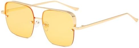 

Солнцезащитные очки в полуободковой оправе в стиле ретро, ​​металлическая оправа, защита от УФ-излучения UV400, для мужчин и женщин, 5 золотисто-желтых, 1 шт MTZJH, One Color