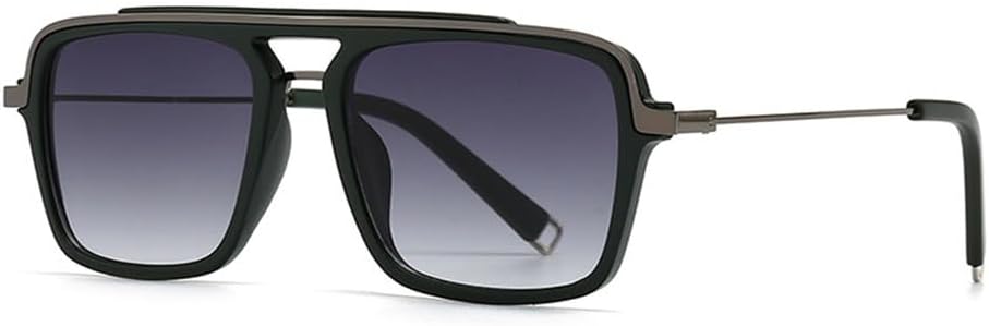 

Мужские солнцезащитные очки в стиле ретро с двойной перемычкой, защита от УФ-излучения UV400, женские солнцезащитные очки с полуметаллическим оправой HDUBFY, Black Gray Gradient