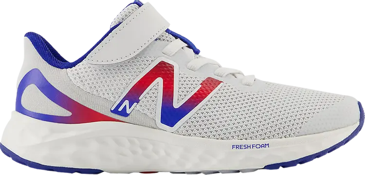 

Кроссовки Fresh Foam Arishi v4 Bungee Lace Top Strap Little Kid 'Quartz Grey Team Royal', серый