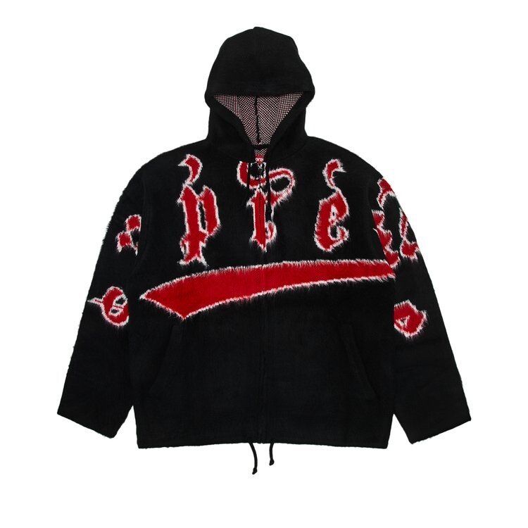 

Свитер Supreme Accent Brushed Zip Up Hooded Sweater, черный