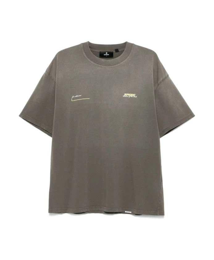 

Зеленая футболка с логотипом и круглым вырезом. Represent, зеленый