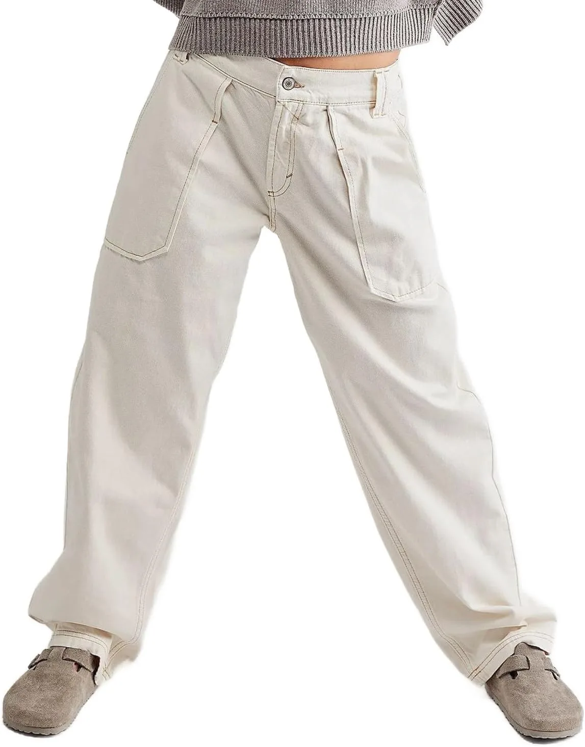 

Женские джинсы Mid Rise Straight Wide Leg Baggy Cargo Vintage с карманами