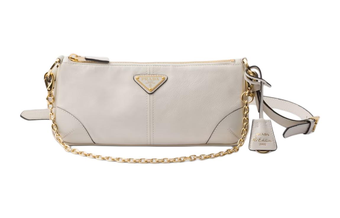 

Кожаная белая сумка через плечо, женская PRADA, Set (Bag+Dust Bag)